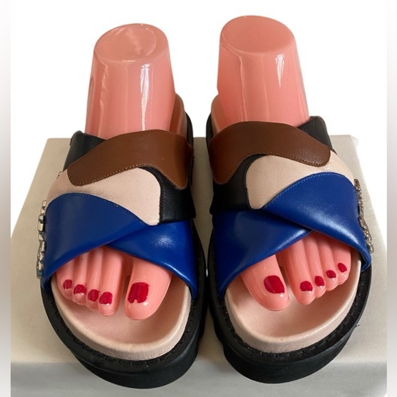 Toga Pulla multi leather platform slides - Picture 1 of 15
